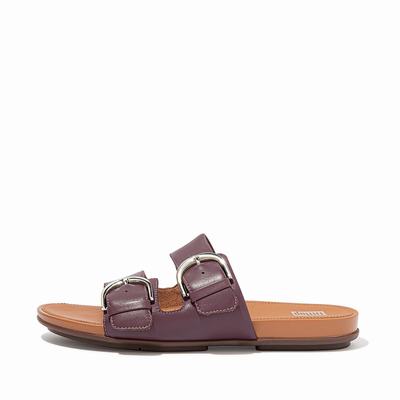 Fitflop Gracie Buckle Leather Slides - Sandalen Damen - Lila (IFE860524)